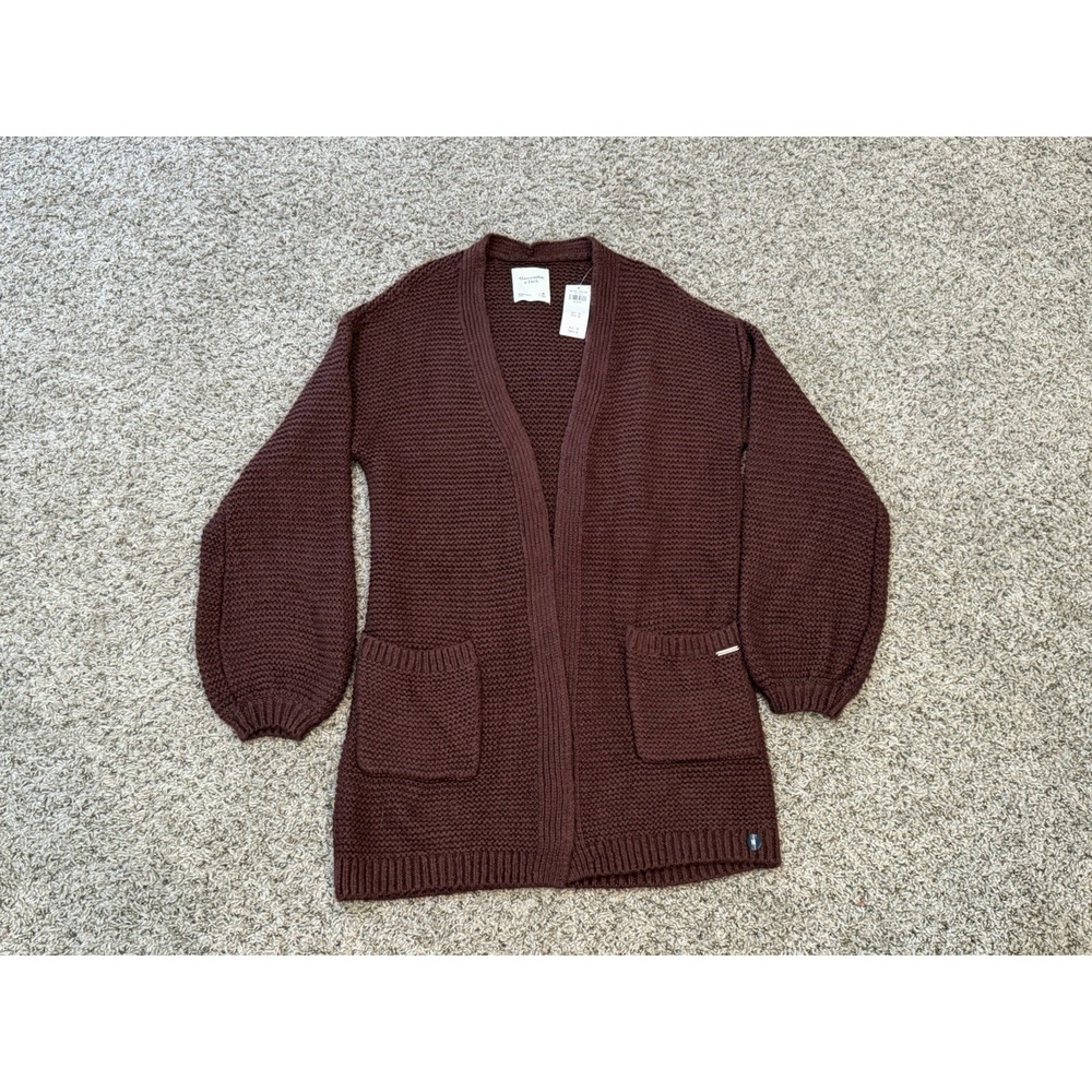 Abercrombie & Fitch Burgundy Cozy Knit Open Front Cardigan Sweater Women's M